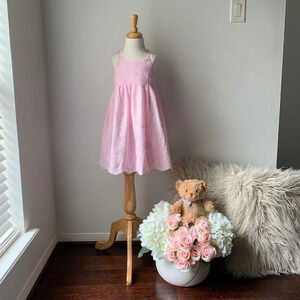 NWT Pretty Girls Dress Eyelet Lace Embroidery Bohemian Spring Summer Pink 2T